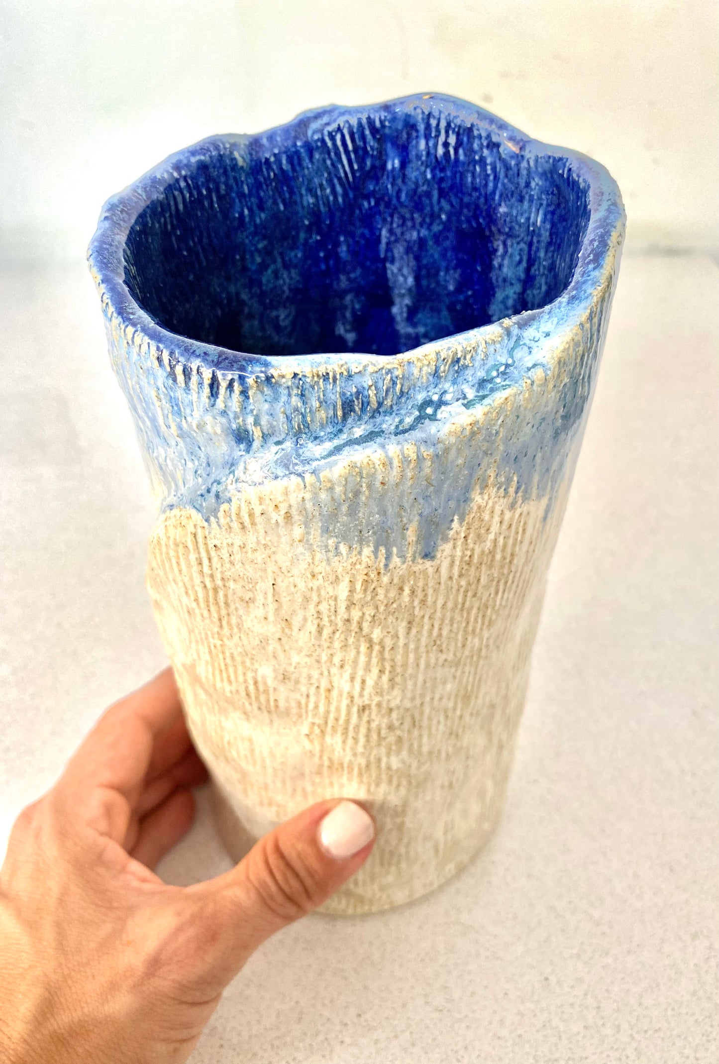 Jarrón cerámica gres Velo del Mar