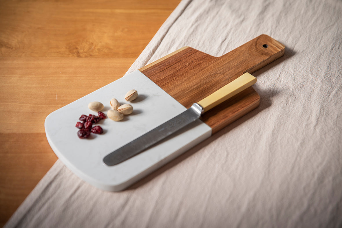 Tabla mármol y madera rectangular