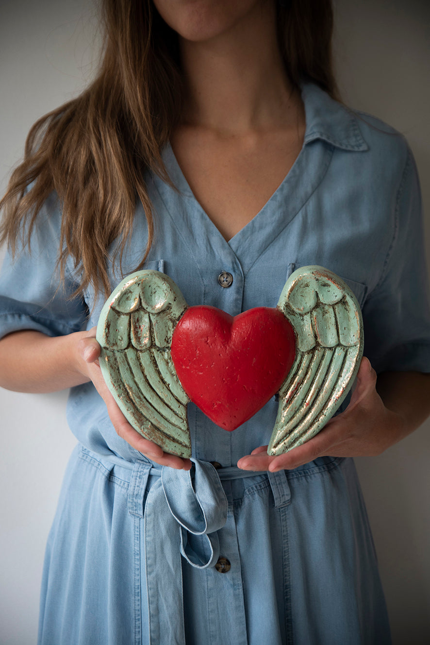 Adorno de corazón Fortuna Rojo Celeste (26*18)