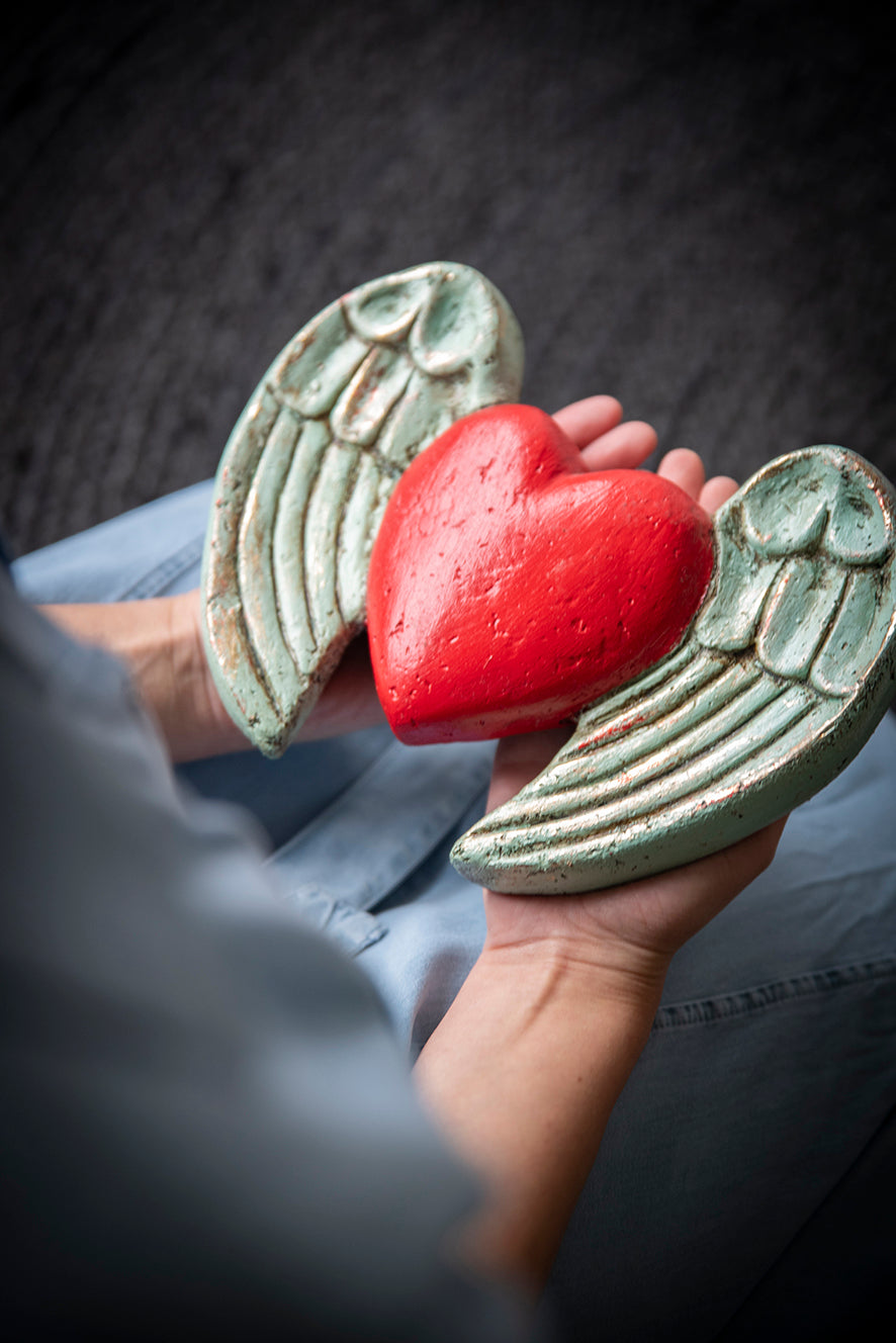 Adorno de corazón Fortuna Rojo Celeste (26*18)