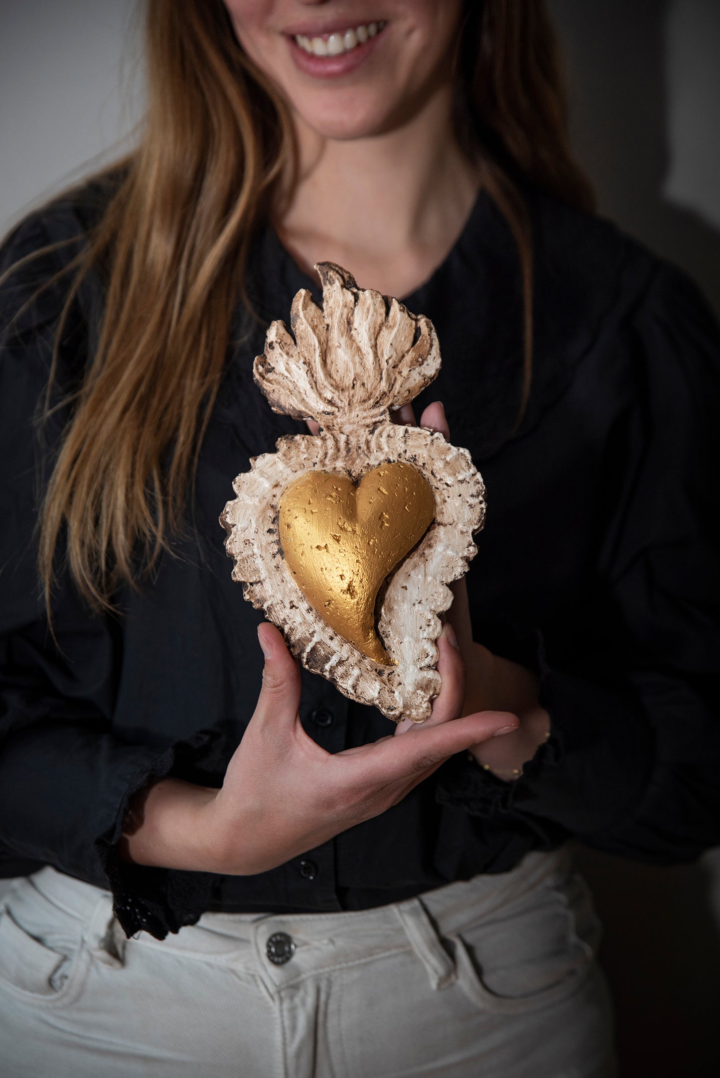 Adorno de corazón Llama viva