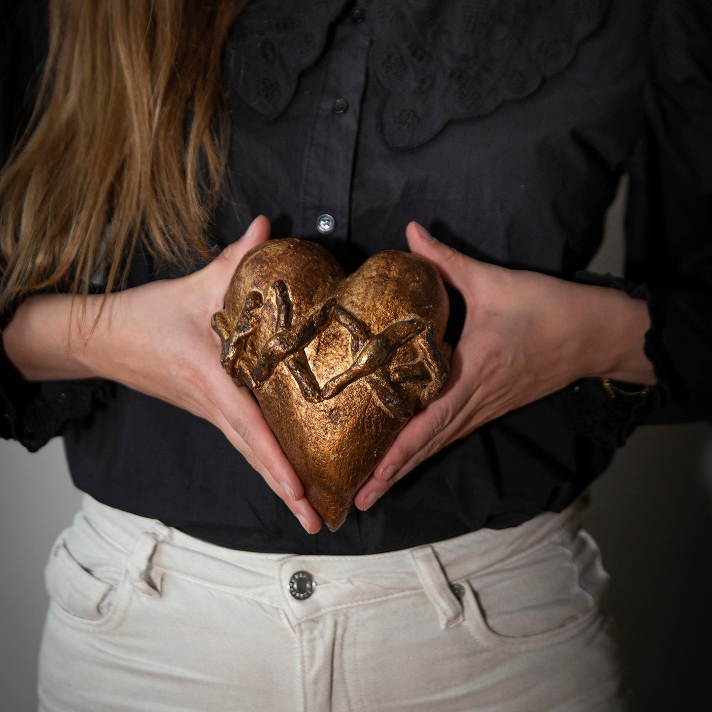 Adorno de corazón Calma Rústica Cobre