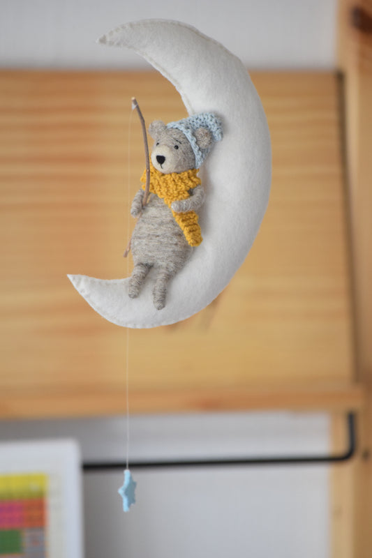 Móvil Oso Luna Gris Claro M