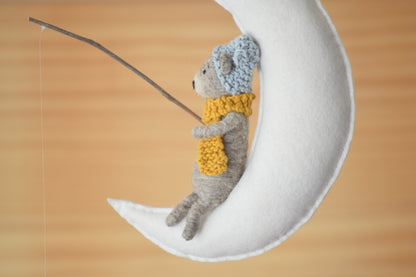 Móvil Oso Luna Gris Claro M