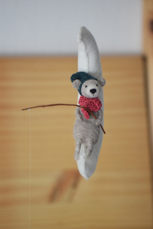 Móvil Oso Luna Gris Claro S