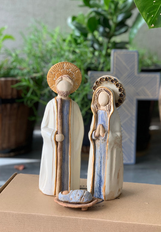 Pesebre flores azules