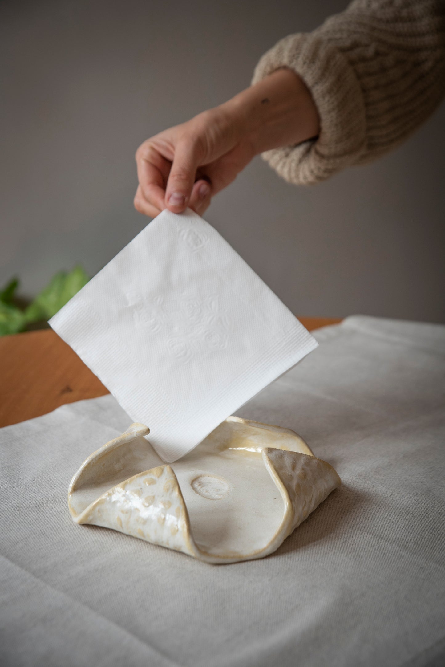 Servilletero cerámica gres