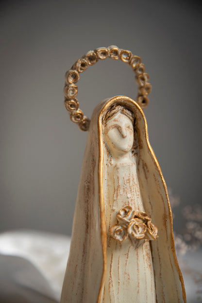 Virgen de cerámica Aureola Flores