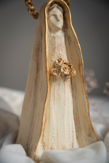 Virgen de cerámica Aureola Flores