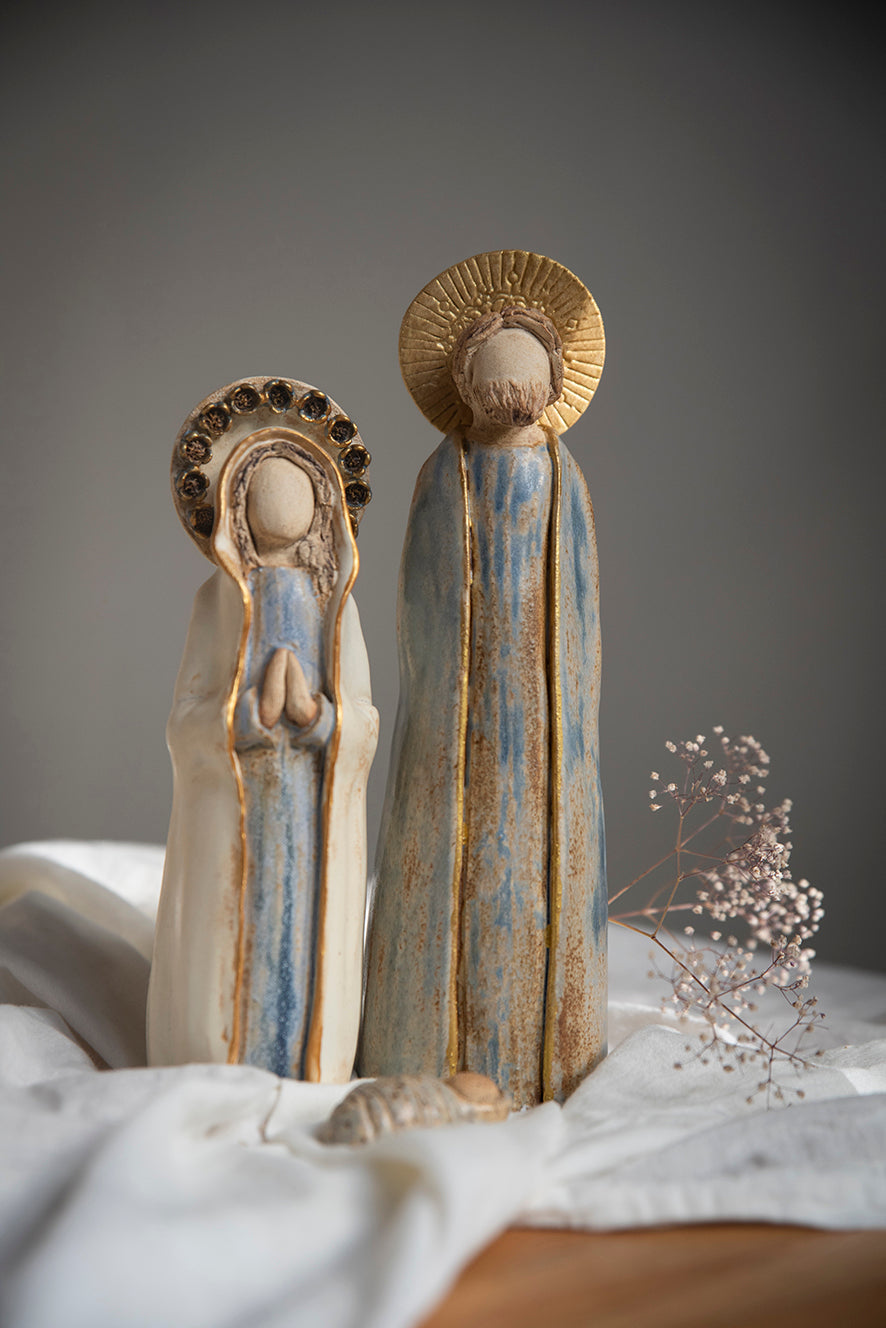 Pesebre de cerámica Flores Azules