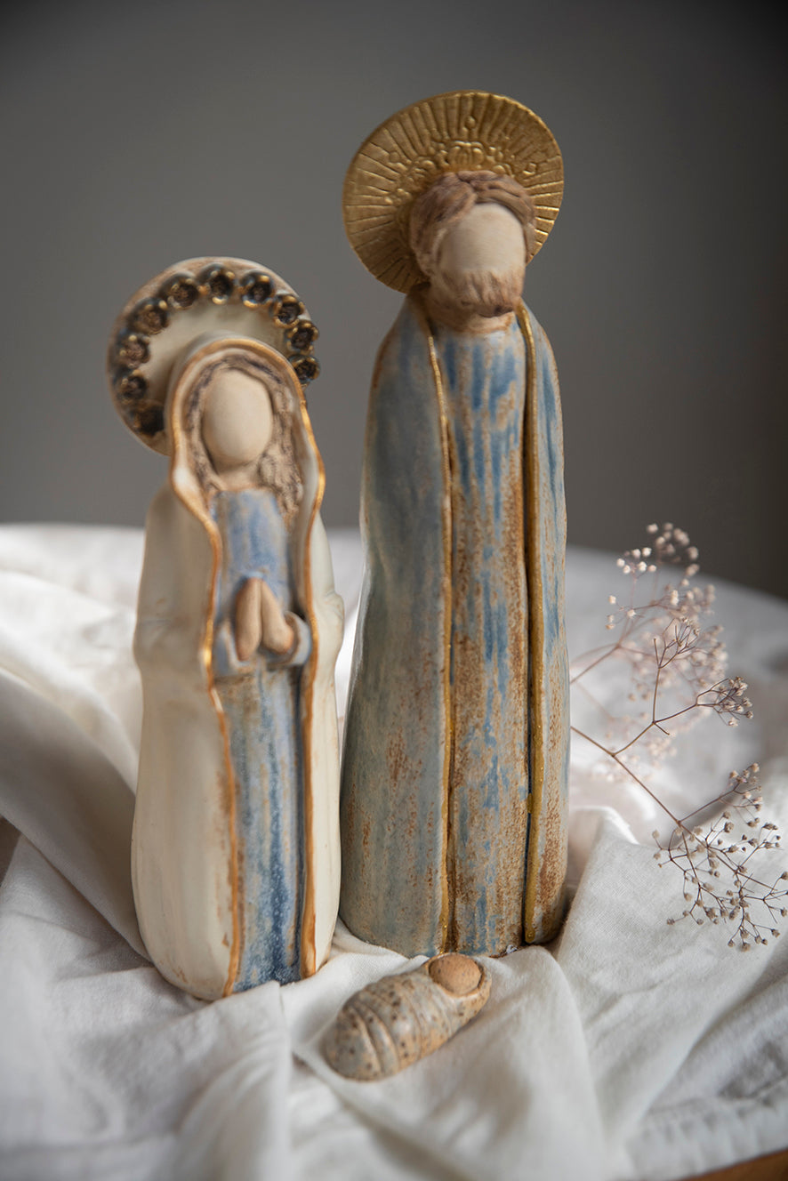 Pesebre de cerámica Flores Azules
